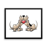 Hound Love (Red and Black Hounds) Framed poster - The Bloodhound Shop