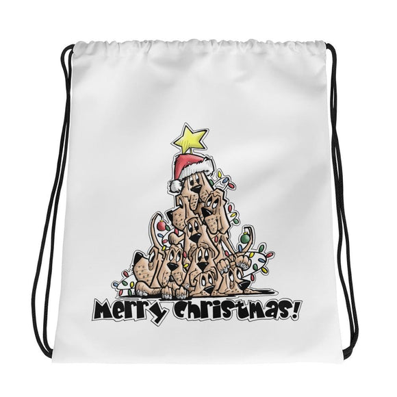 Merry Christmas Tree Hounds Drawstring bag - The Bloodhound Shop