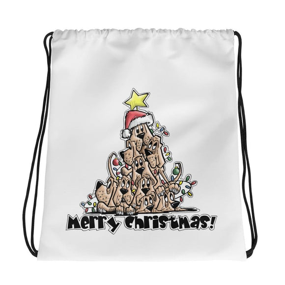 Merry Christmas Tree Hounds Drawstring bag - The Bloodhound Shop
