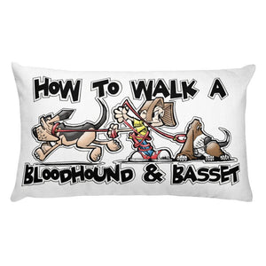 How to Walk a Basset and a Bloodhound Rectangular Pillow - The Bloodhound Shop