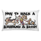 How to Walk a Basset and a Bloodhound Rectangular Pillow - The Bloodhound Shop