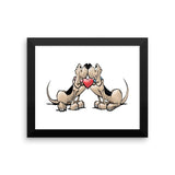 Hound Love (Two Blk/Tan Hounds) Framed poster - The Bloodhound Shop