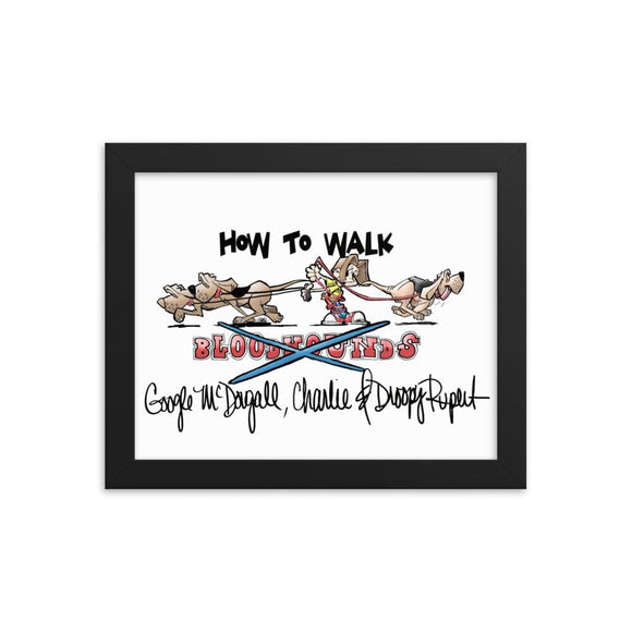 Tim's Google Hounds Walking Framed poster - The Bloodhound Shop