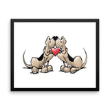Hound Love (Two Blk/Tan Hounds) Framed poster - The Bloodhound Shop