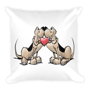 Hound Love (Two Blk/Tan Hounds) Square Pillow - The Bloodhound Shop