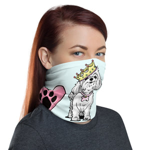 Maltese and Hearts FBC Mask Neck Gaiter