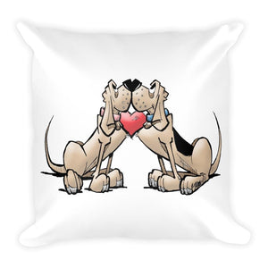 Hound Love (Red and Black Hounds) Square Pillow - The Bloodhound Shop