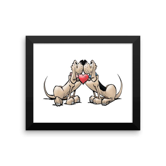 Hound Love (Red and Black Hounds) Framed poster - The Bloodhound Shop