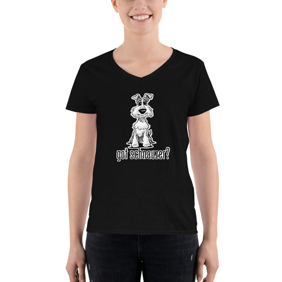 Schnauzer- Got Schnauzer? FBC Women's Casual V-Neck Shirt - The Bloodhound Shop