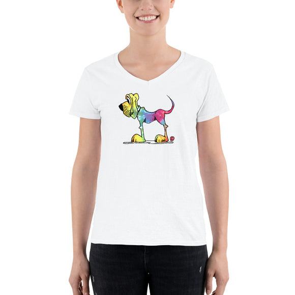 Tie-Dye Hound Women's Casual V-Neck Shirt - The Bloodhound Shop