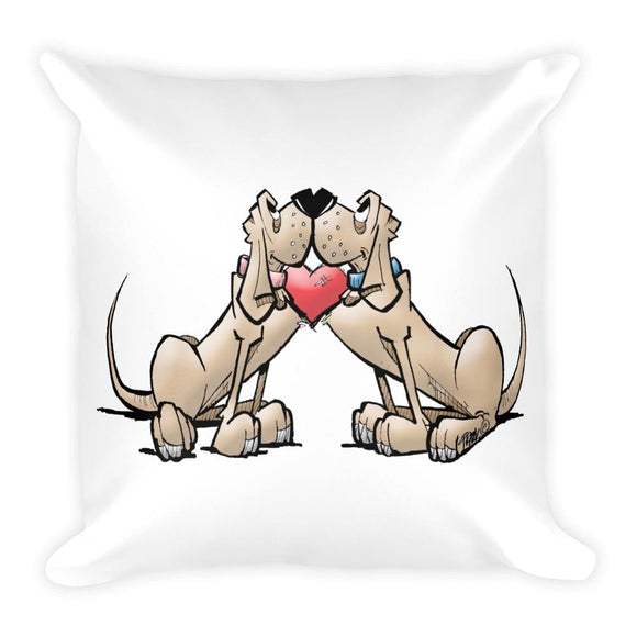 Hound Love (Two Red Hounds) Square Pillow - The Bloodhound Shop