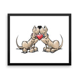 Hound Love (Two Red Hounds) Framed poster - The Bloodhound Shop