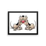 Hound Love (Two Blk/Tan Hounds) Framed poster - The Bloodhound Shop