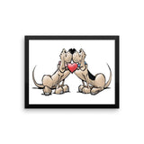 Hound Love (Red and Black Hounds) Framed poster - The Bloodhound Shop