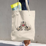 Hound Love (Two Blk/Tan Hounds) Cotton Tote Bag - The Bloodhound Shop